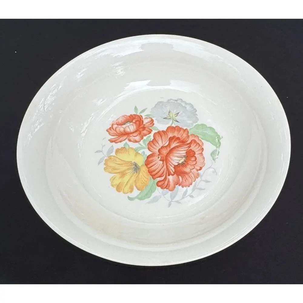 Vintage 1920s Sebring Pottery Company Royal Poppy 9” Serving Bowl EUC -A83